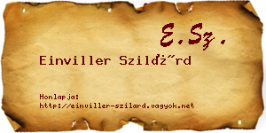 Einviller Szilárd névjegykártya